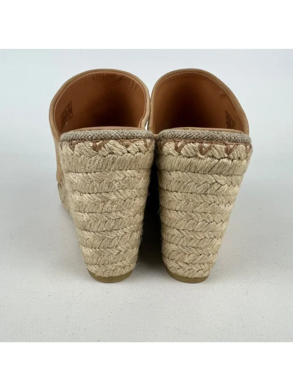 Vince Womens Sutherland Jute Wedge Sandals Brown Tan Suede Leather size 6M